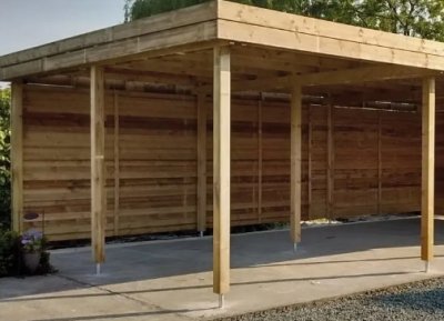 Dubbele houten carport